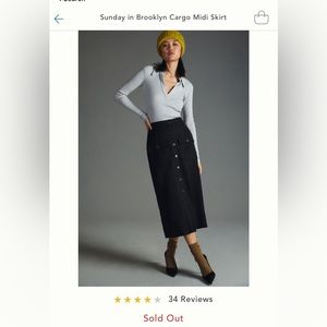 Cargo midi skirt, black, 1X